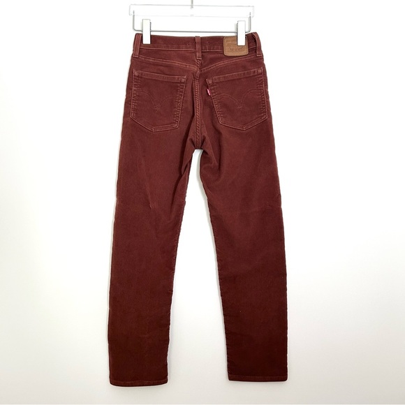 Levi’s Button Fly Wedgie Cords Jean Pant Straight Leg High Rust Brown Size 24 - Picture 8 of 15